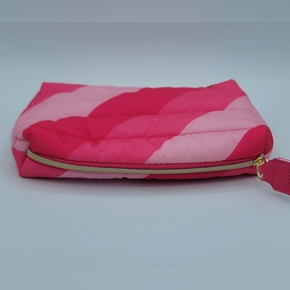 Estee Lauder Pink Stripe Puffy Cosmetic Case Clutch Wristlet #1275 - Picture 5 of 9
